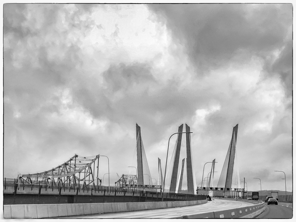 tappen zee bridge - old and new by jernst1779
