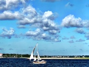 24th Sep 2018 - Sailboat and clouds, Chsrleston Harbor, Charleston, SC
