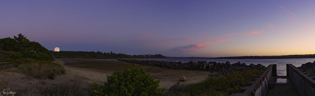 Dive Entry and Moonrise Pano  by jgpittenger