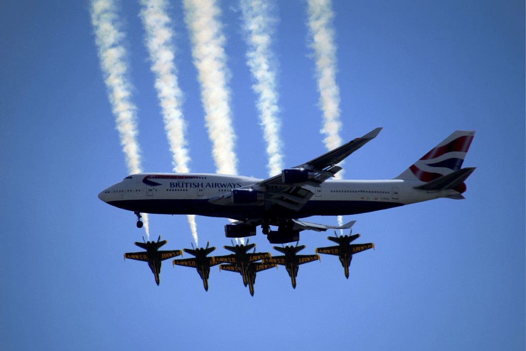 British Air 747 Blue Angels by randy23