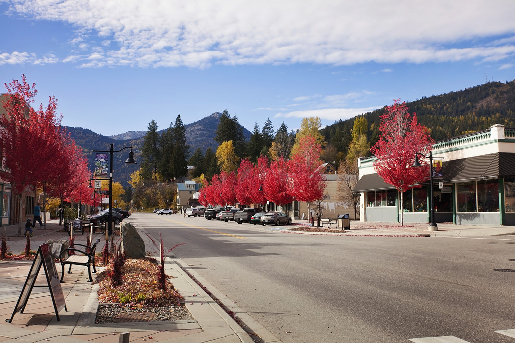 Downtown Rossland in autumn by kiwichick