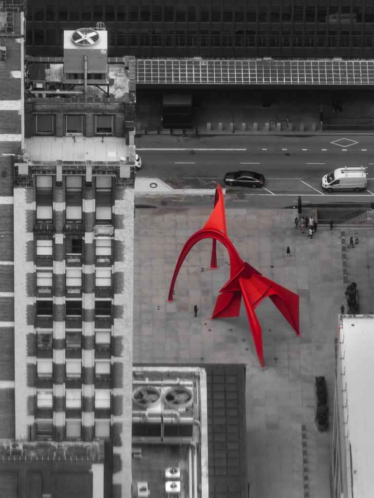Calder's Flamingo from 1353 Feet Above by taffy
