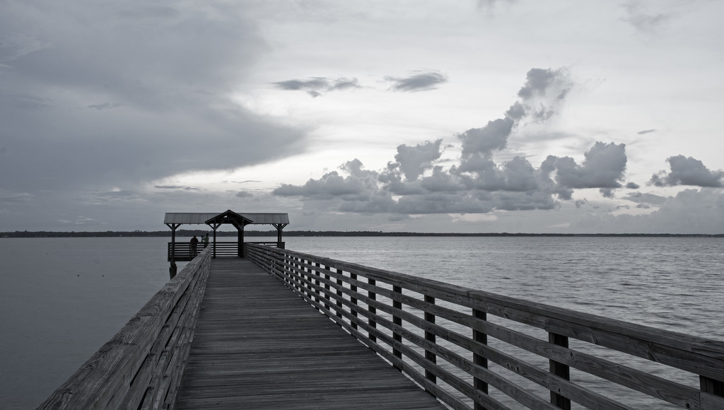 Pier and Clouds in B&W! by rickster549