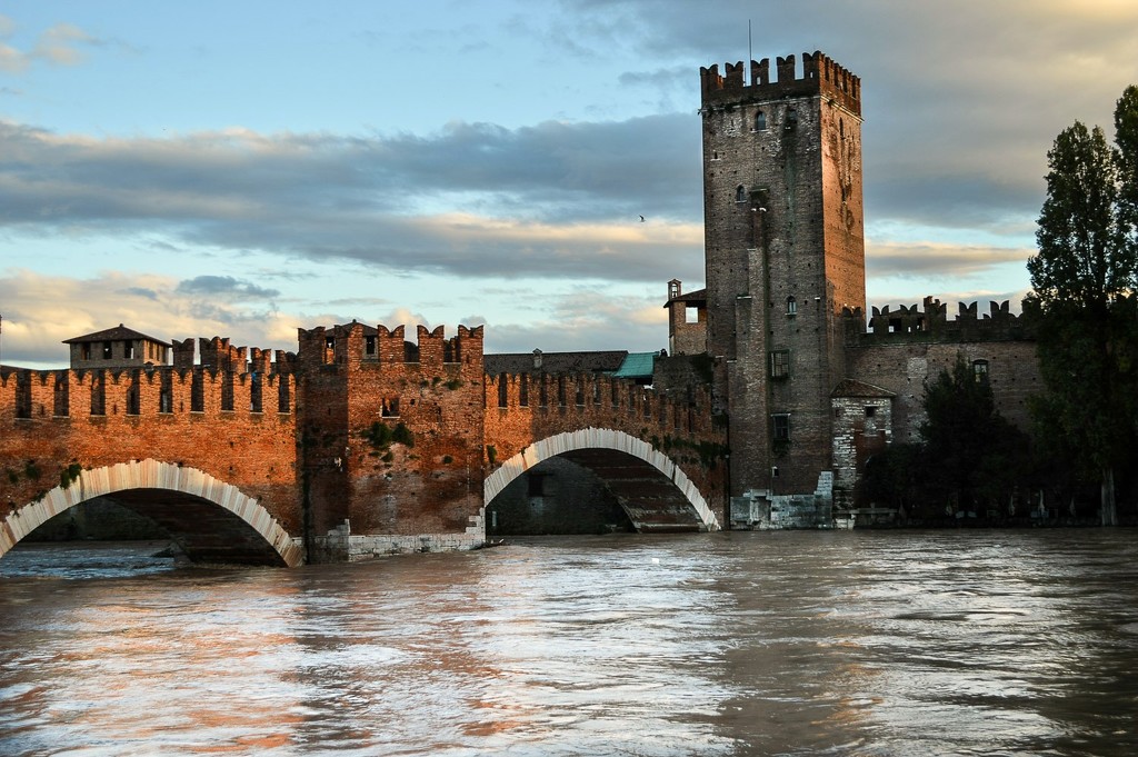 The River under Castelvecchio bridge by caterina
