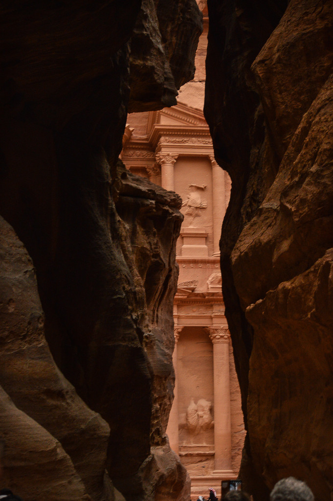 Petra. A glimpse of the Treasury by caterina