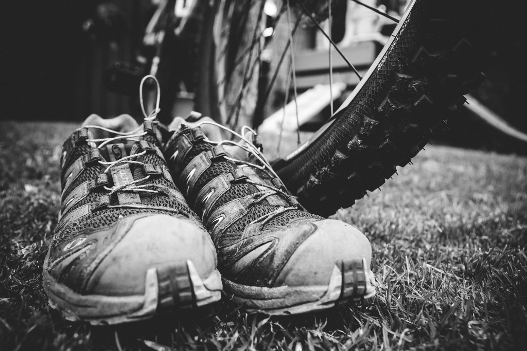 Soggy shoes and muddy bike by jodies