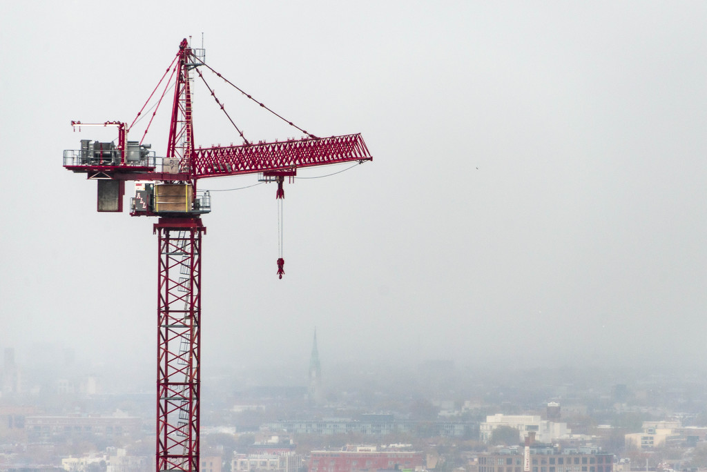 Crane Over a Foggy Chicago by taffy