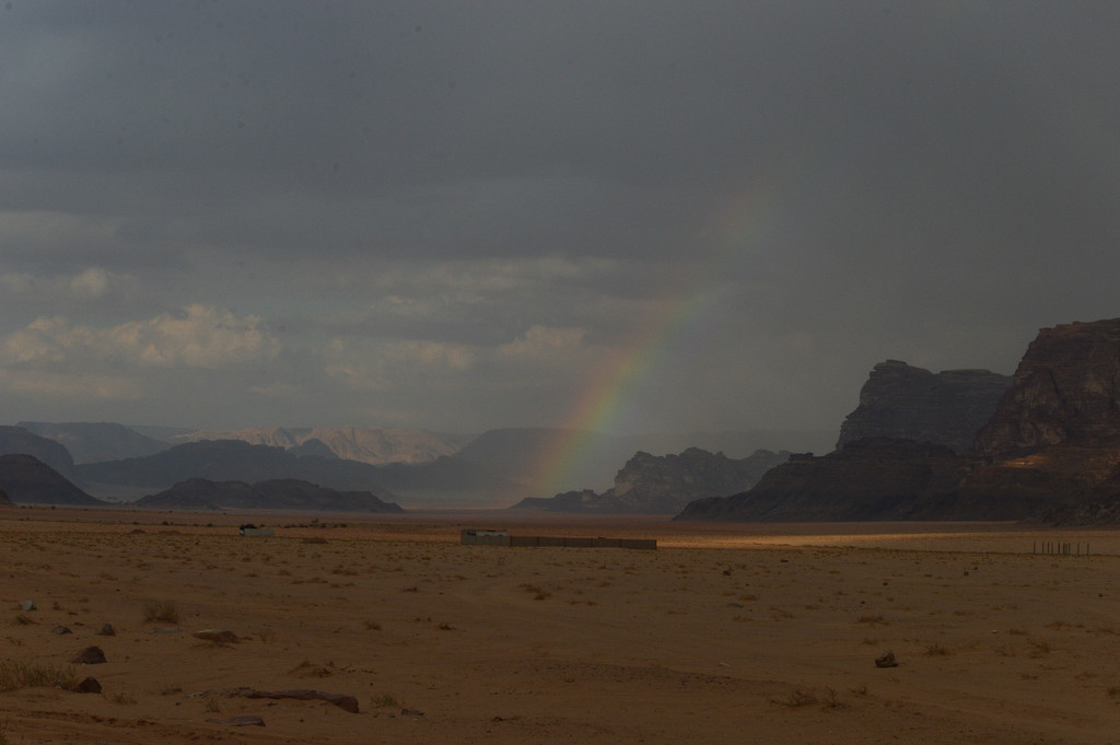 Rainbow over Wadi Rum by caterina