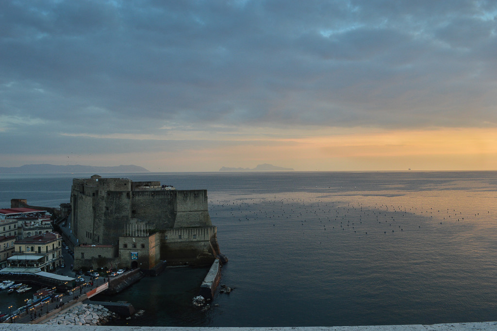 Castel Dell'Ovo at sunset by caterina