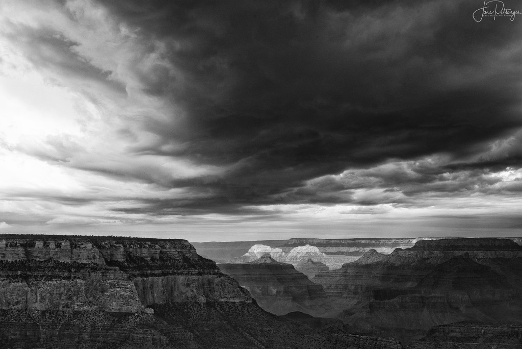Storm Clouds Over the Canyon B and W by jgpittenger
