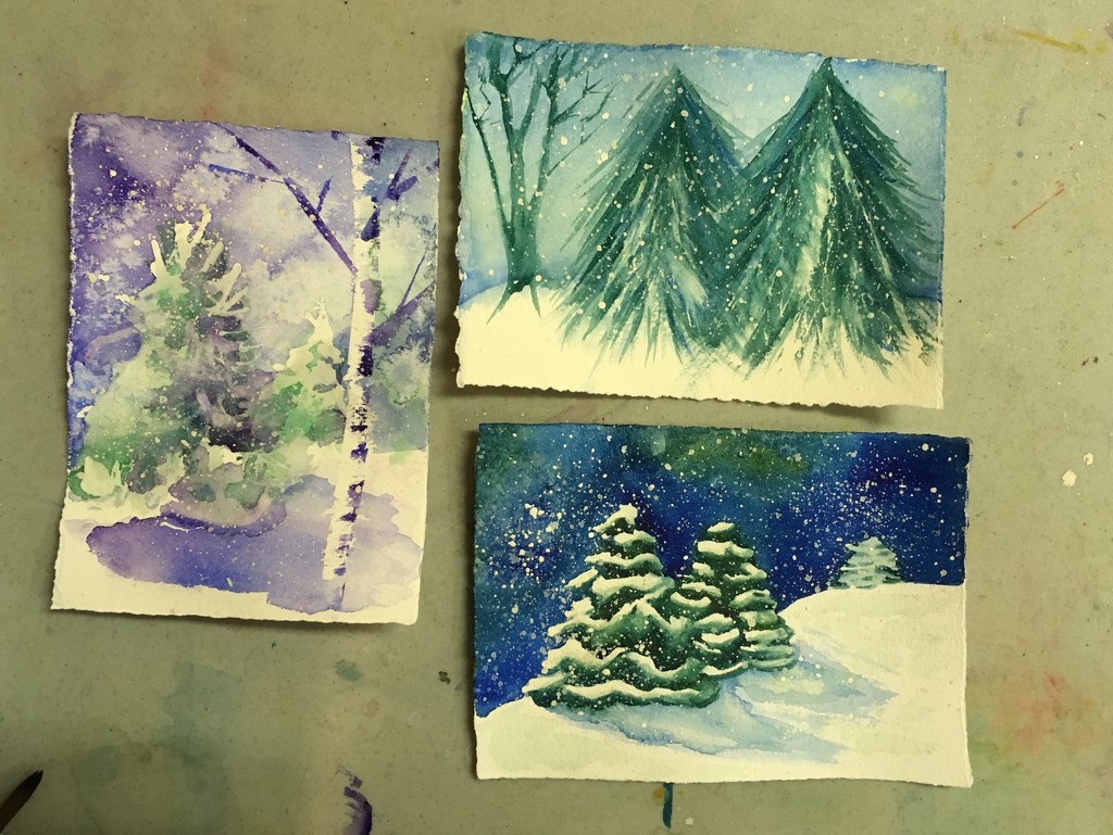 painting snowy trees by wiesnerbeth