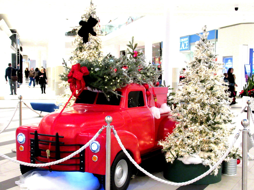 Red truck -  parcels and two christmas trees by bruni