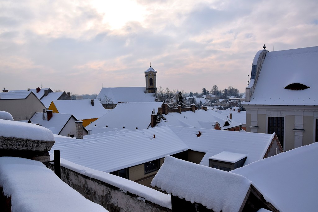 Szentendre rooftops in the winter by kork