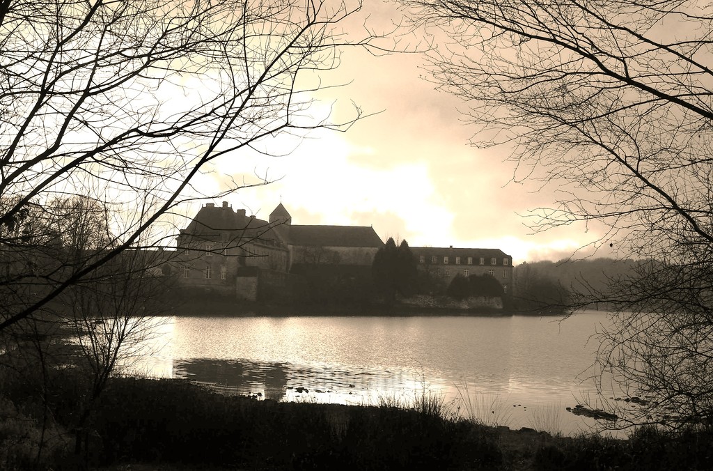 Paimpont Abbey & Lake in sulky light  by s4sayer
