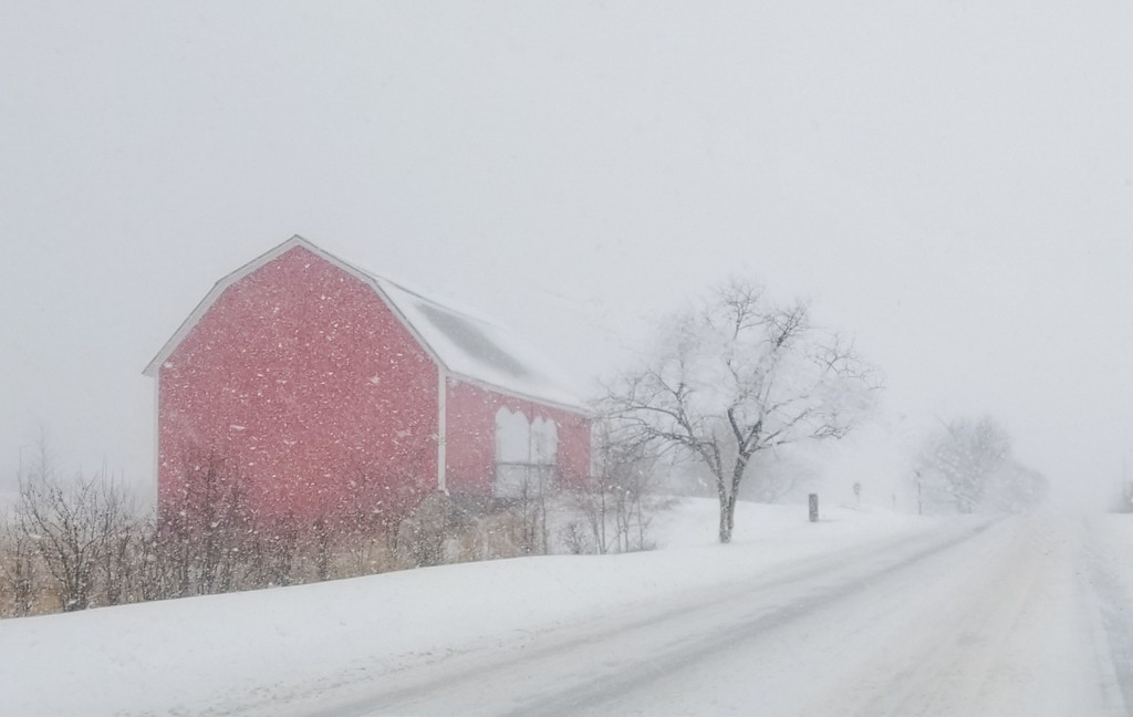 Red Barn on Snowy Day by houser934