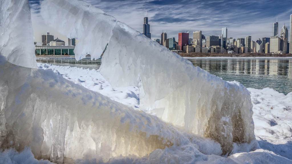 Ice Window to Chicago's Skyline by taffy