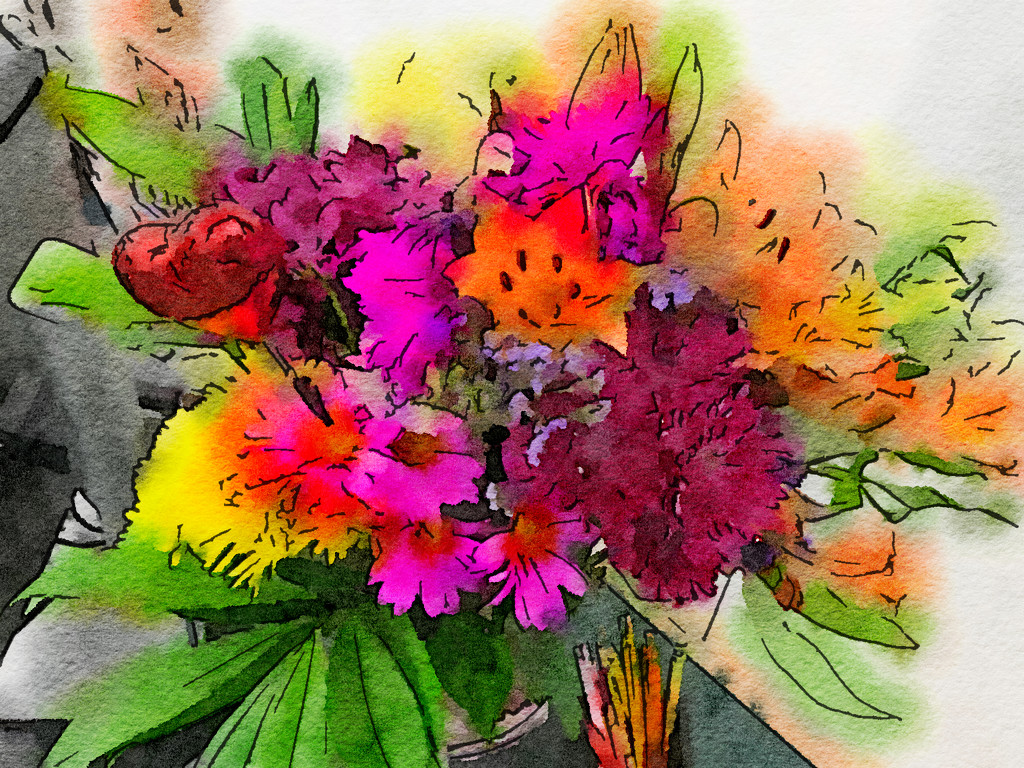 Watercolor of Yesterday's Bouquet by allie912