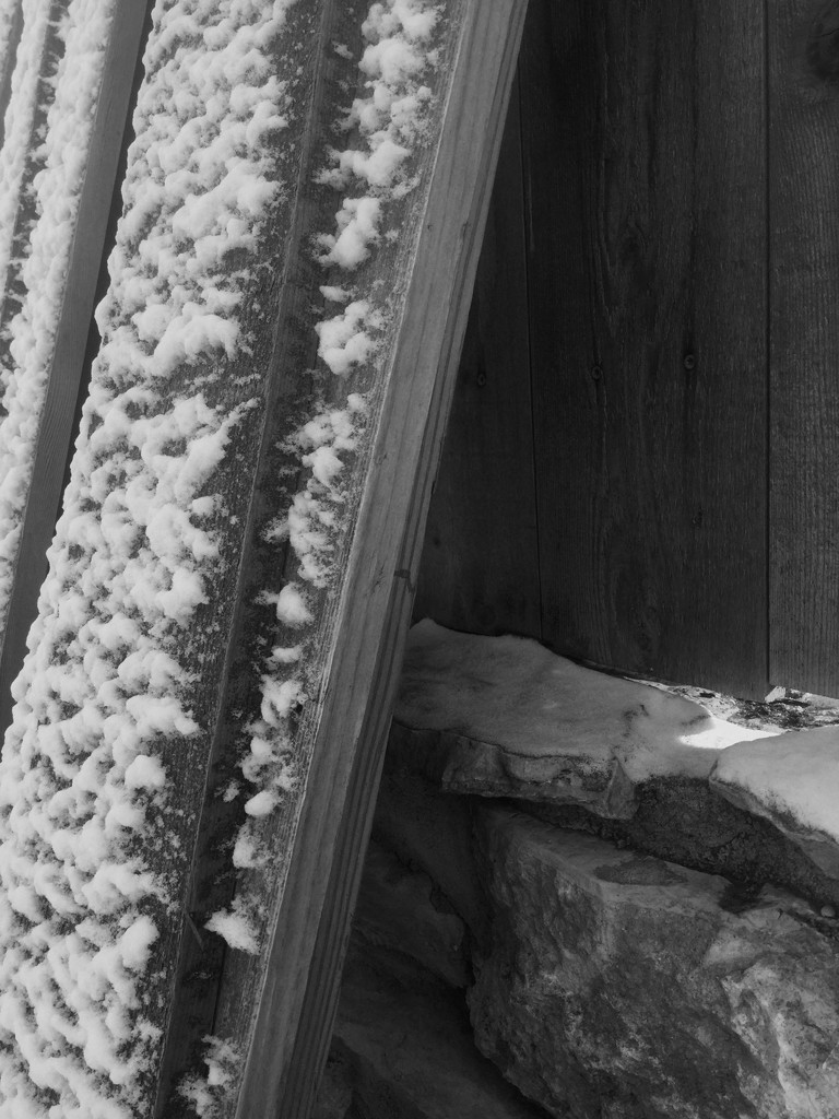 Snow-covered weathered boards #2 by mcsiegle