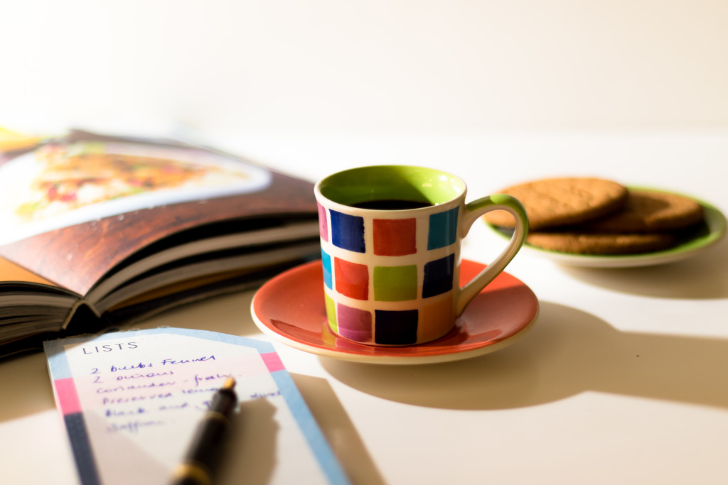 Coffee and a recipe book by peadar