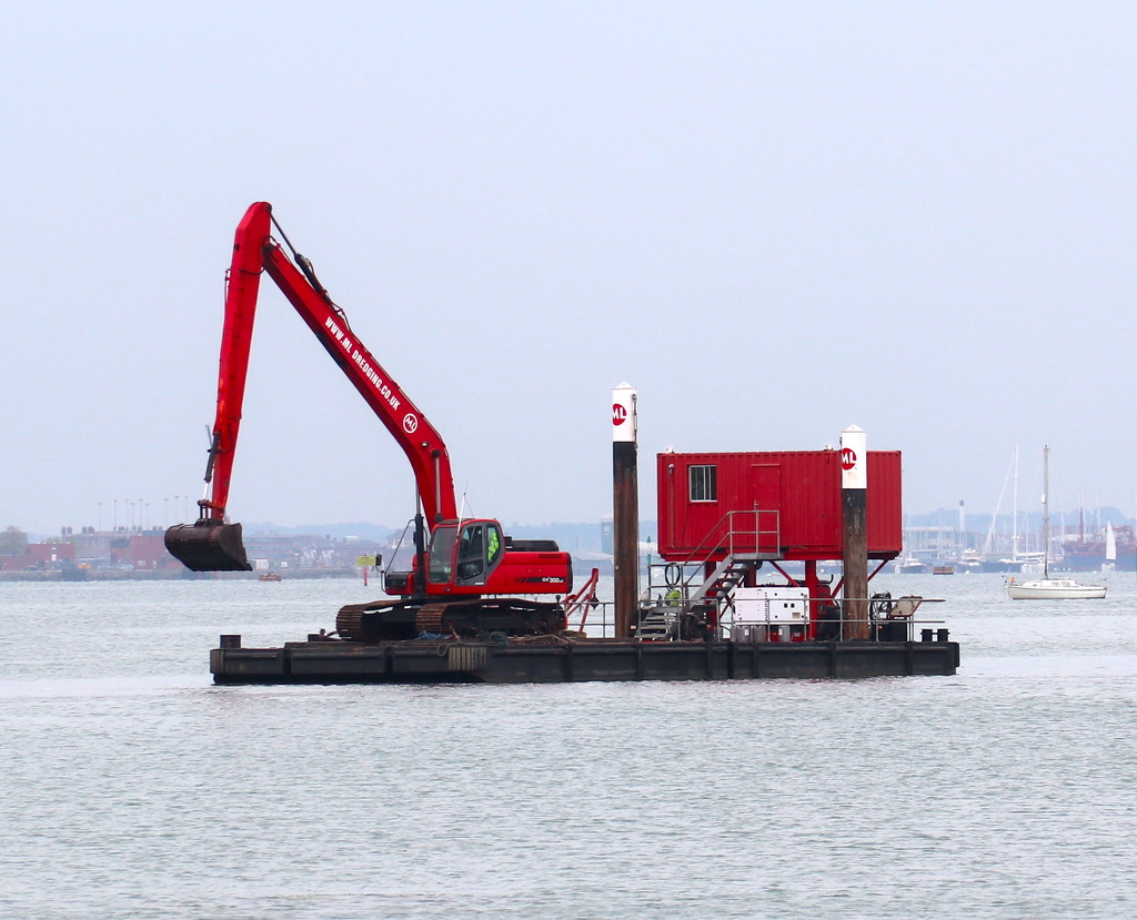 Digger On A Barge by davemockford