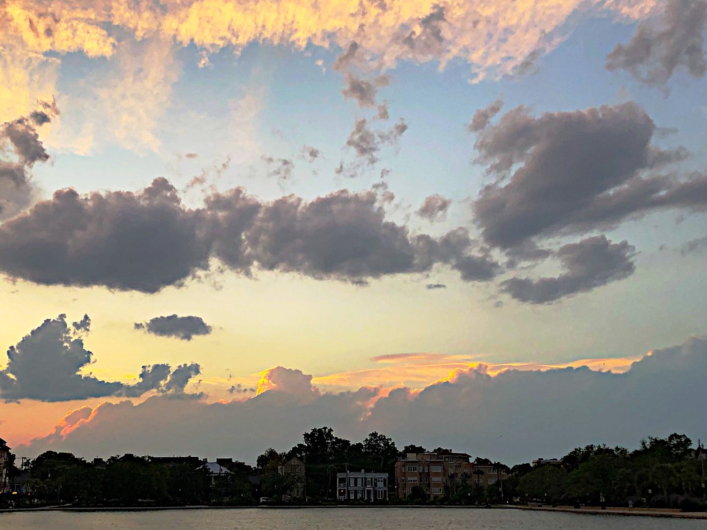 Incredible layers of clouds during sunset at Colonial Lake by congaree