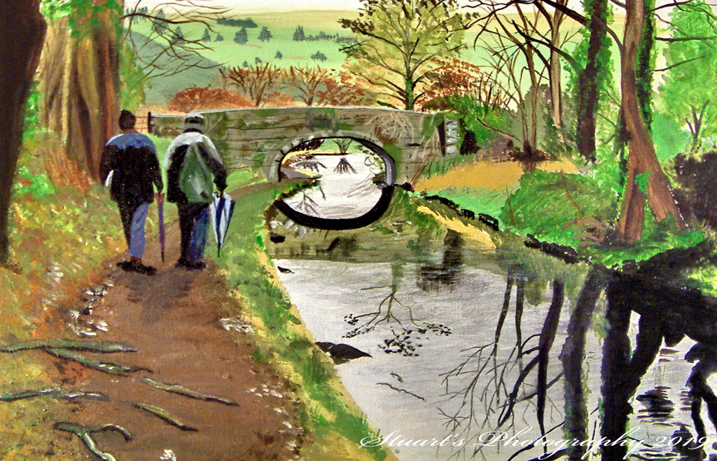 A walk by the canal (painting) by stuart46
