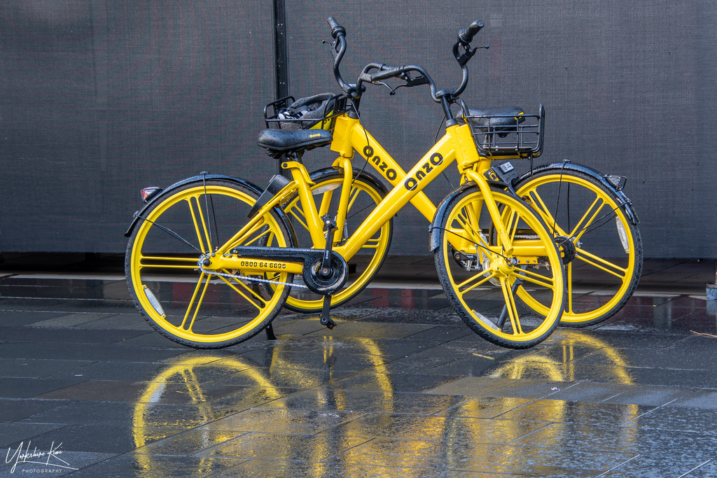 Yellow bike Reflections by yorkshirekiwi