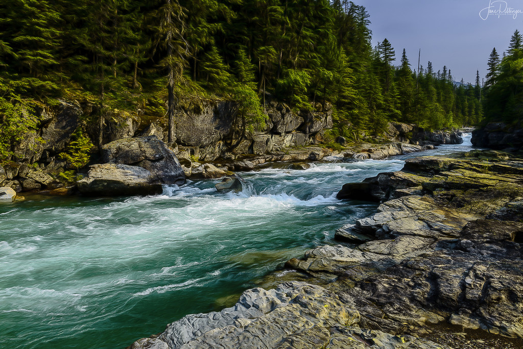 River On Going To the Sun Road Painterly by jgpittenger