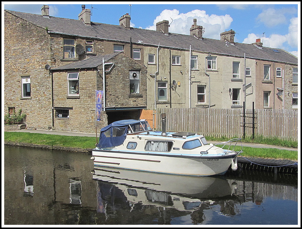 "Drifter" boat moored beside the canal cafe. Rishton. by grace55