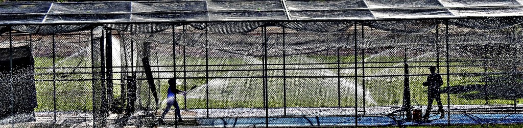 Baseball Cage in Sprinklers by janeandcharlie