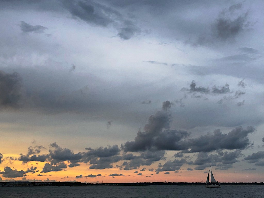 Sailboat at sunset, Charleston Harbor by congaree