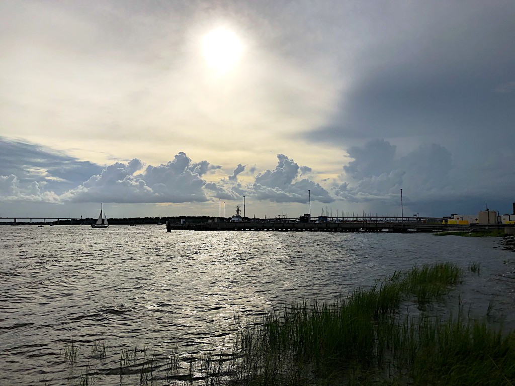 High tide on the Ashley River at The Battery, Charleston by congaree