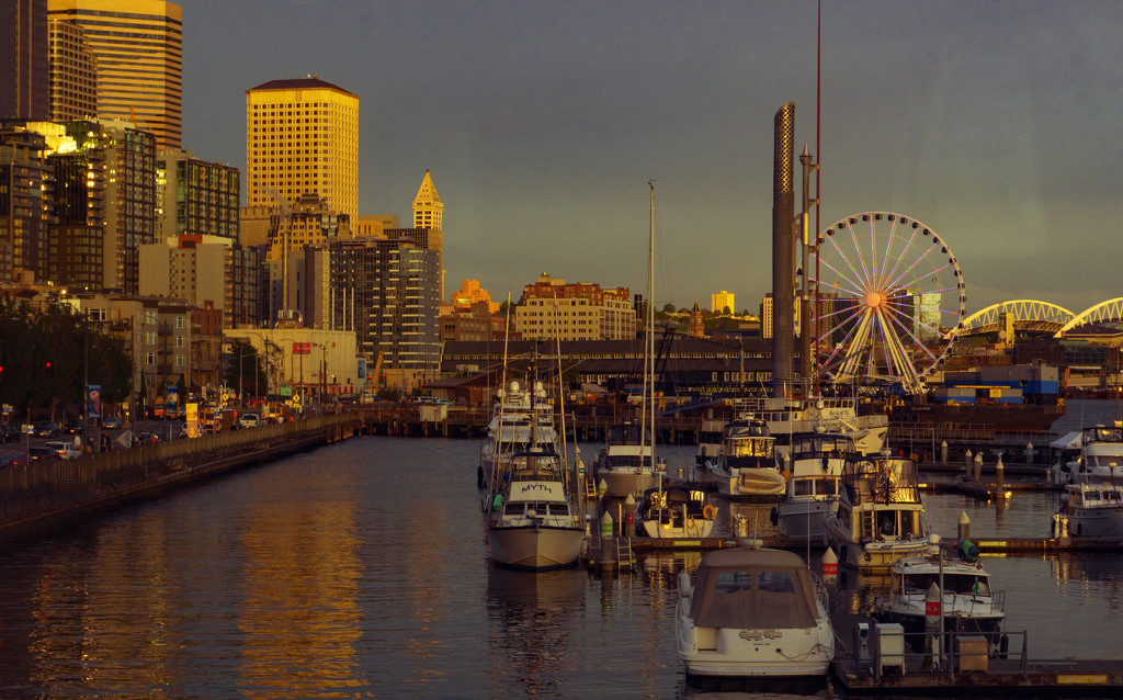 Seattle Harbor in the Evening by granagringa