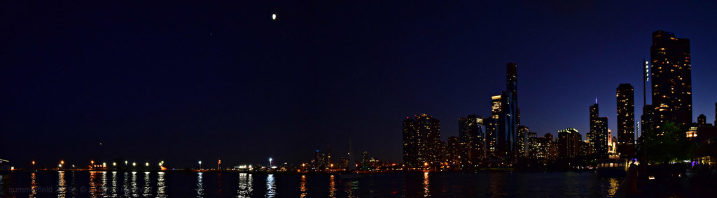 waxing half moon over chicago by summerfield