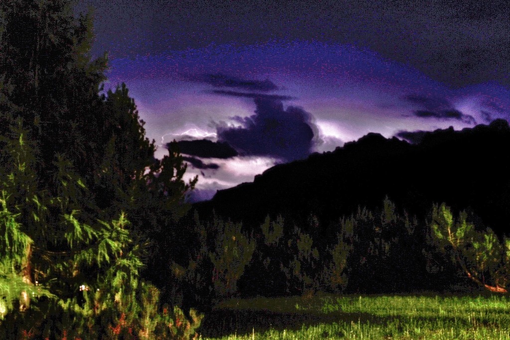 A lightning storm over the mountains  by caterina
