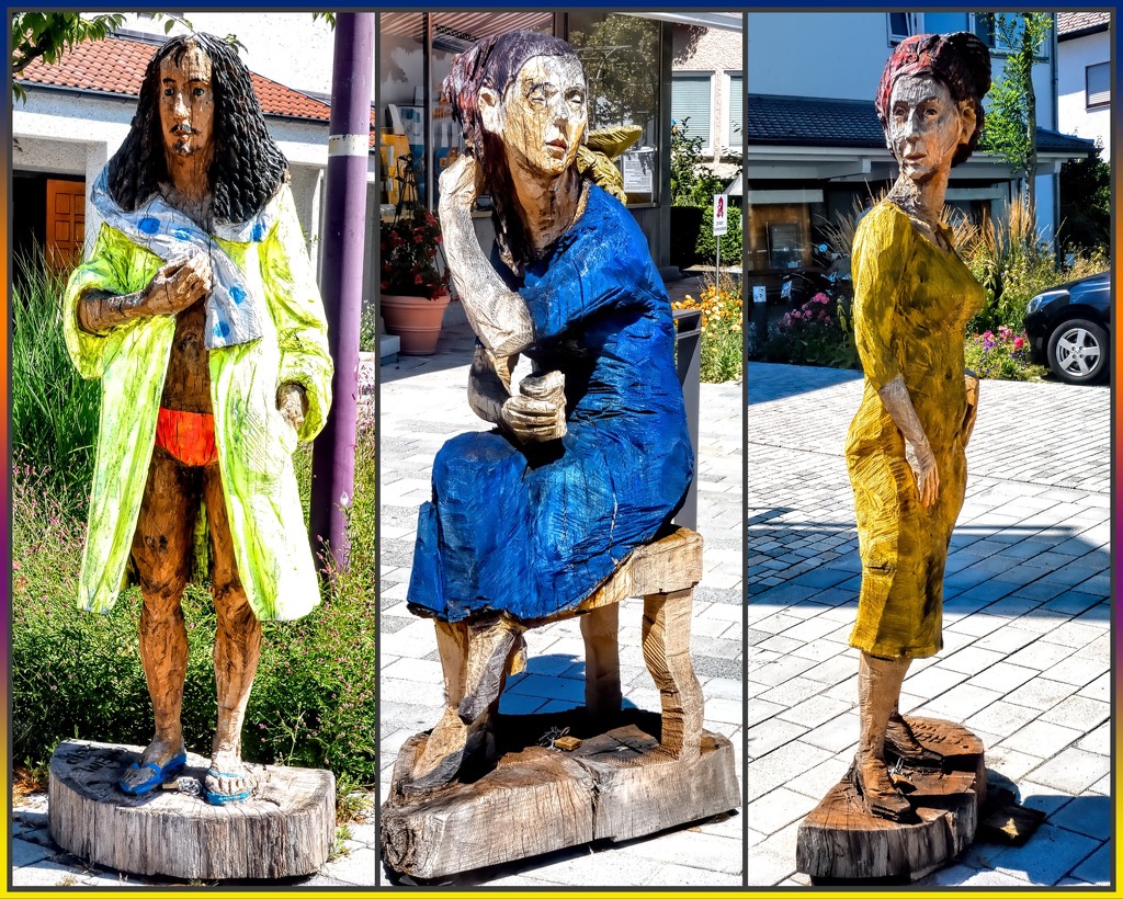 Wooden statues in Nonnenhorn, by ludwigsdiana