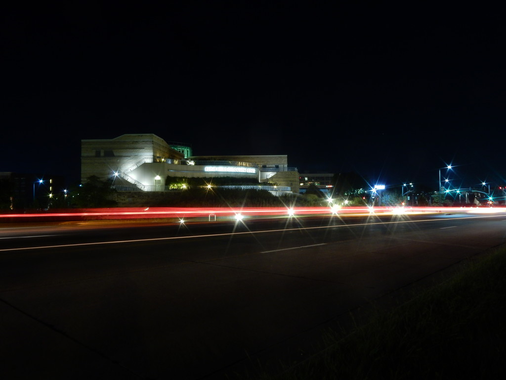 Flint Hills Discovery Center with light trails by mcsiegle