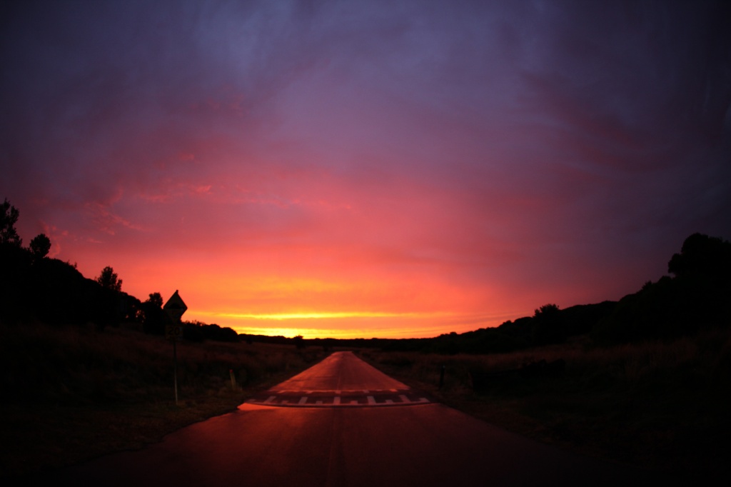 fisheye on the road to Flynn Beach - sunset by lbmcshutter
