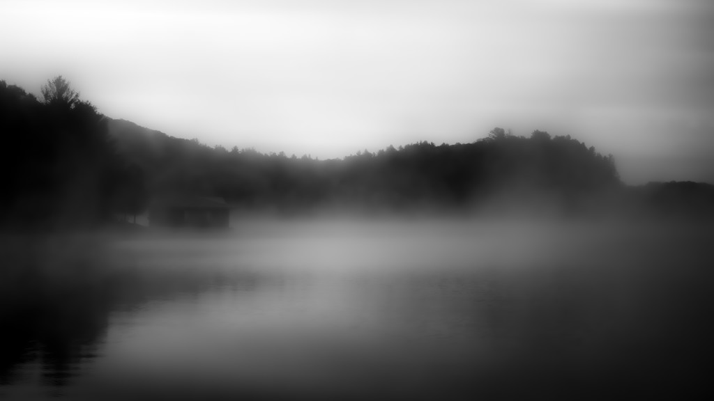 misty morning boathouse by northy