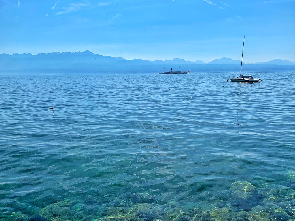 Two boats on the lake Leman.  by cocobella