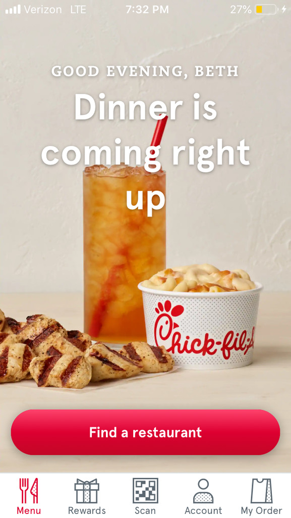 downloading the chick-fil-a app has brought me a lot of joy by wiesnerbeth