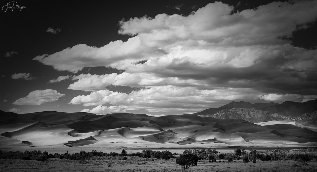 Clouds Making Shadows On the Dunes B and W by jgpittenger