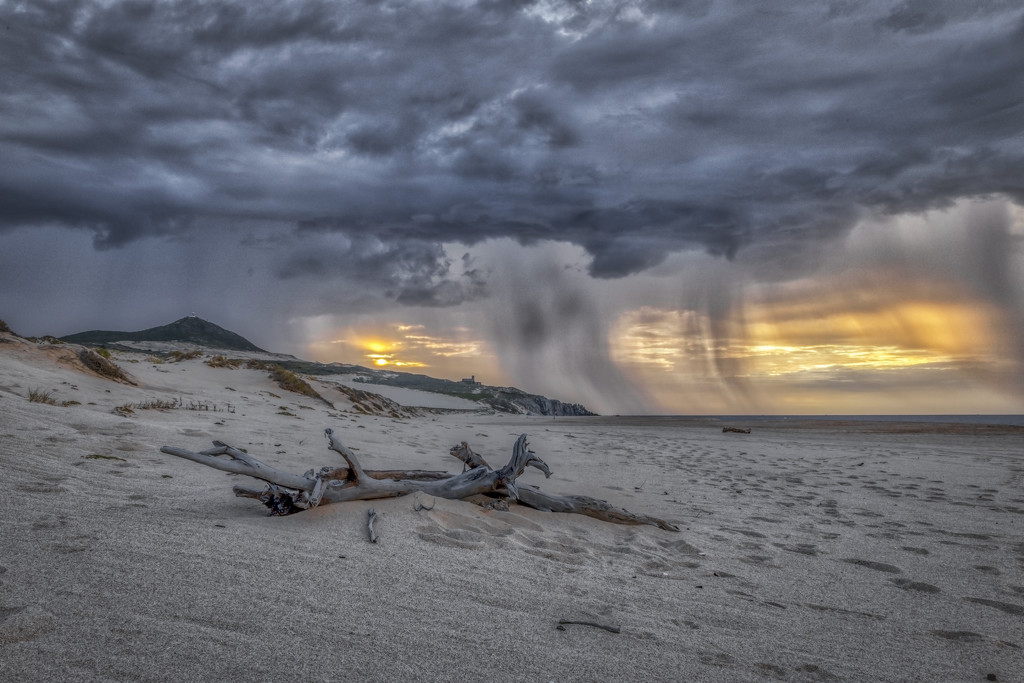 Stormy Beach Sunrise by kvphoto