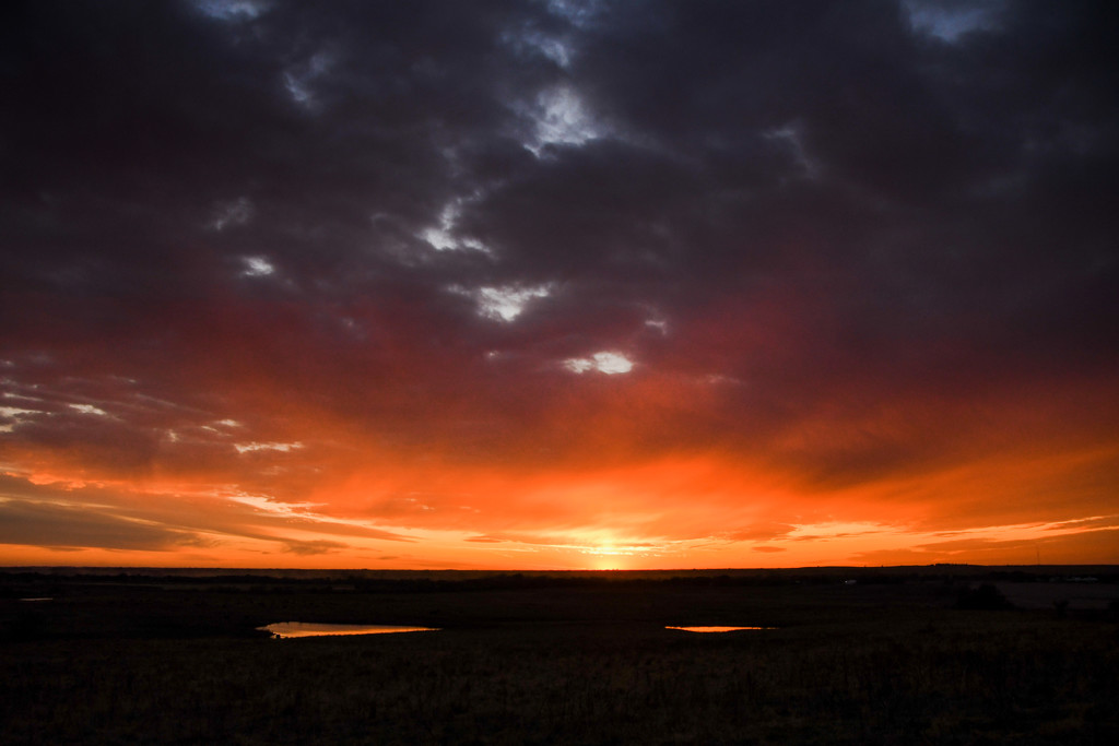 Two Ponds and a Kansas Sunset by kareenking