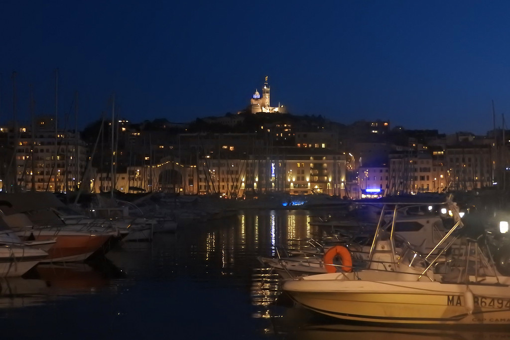 Vieux Port Marseille at night by homeschoolmom