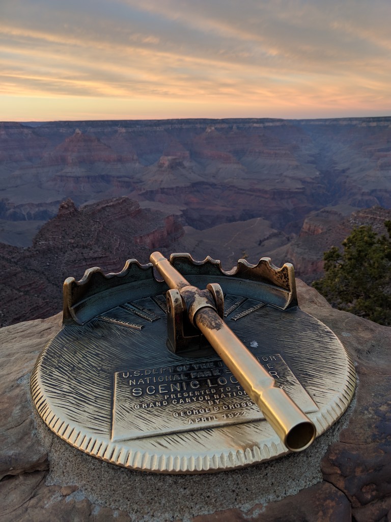 Loved and well used-A scenic locator near El Tovar Hotel on the Grand Canyon’s South Rim helps visitors pick out rock formations such as the Buddha Temple butte by joysabin