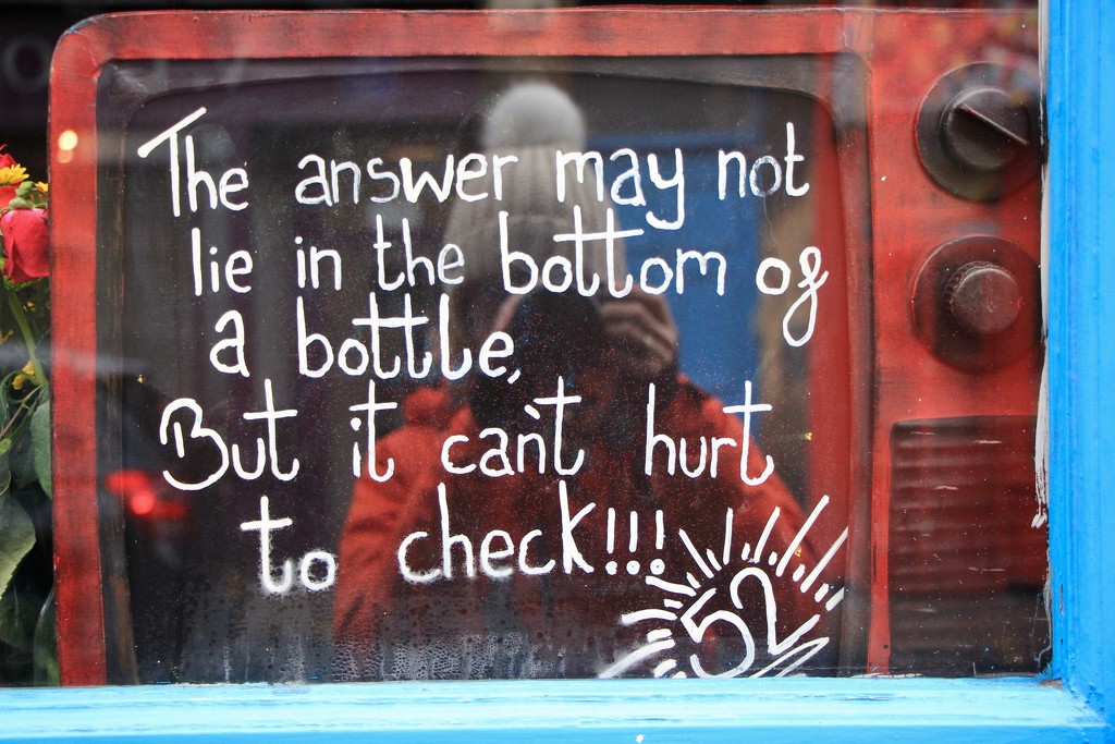 This, in a pub window in Edinburgh. by jamibann