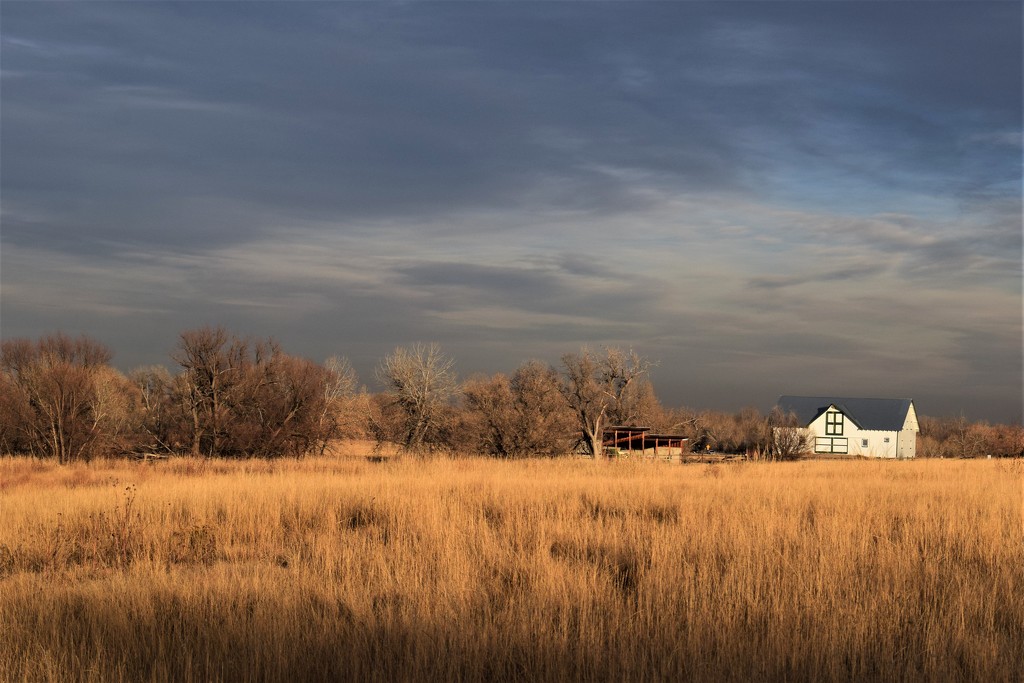 Barn at Nix farm just before sunset by sandlily