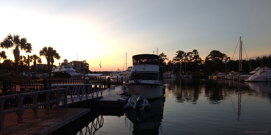 Sunset over marina (HHI) by rhoing