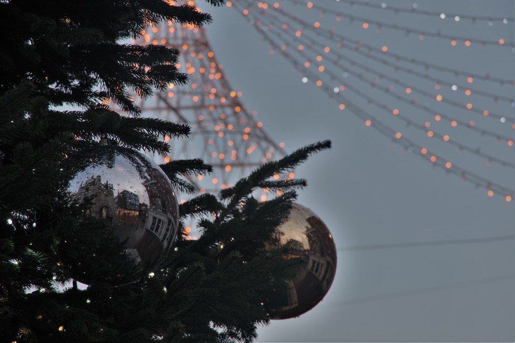 Chichester Reflected in a Tree's Baubles by 30pics4jackiesdiamond